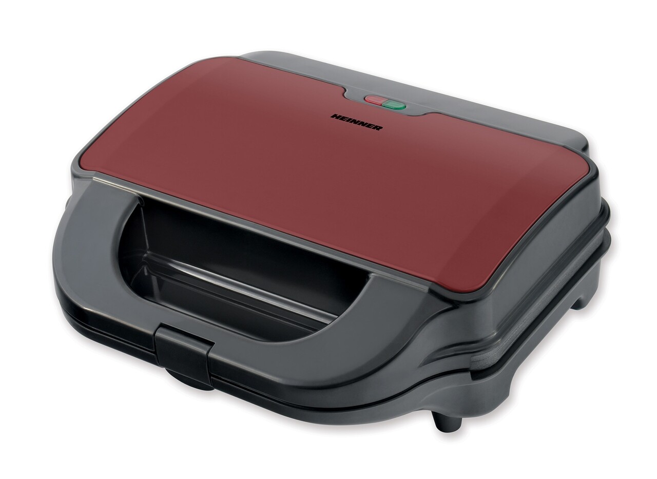 Sandwich maker Heinner, 900 W, placi detasabile, grill, waffles, negru/rosu sidefat - imagine 4